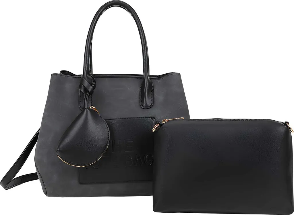 Sac fourre-tout femme anti-désordre avec pochette zippée noire