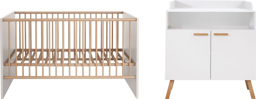 trendteam Babyzimmer 2-teilige Kombination Mats Weiß Melamin