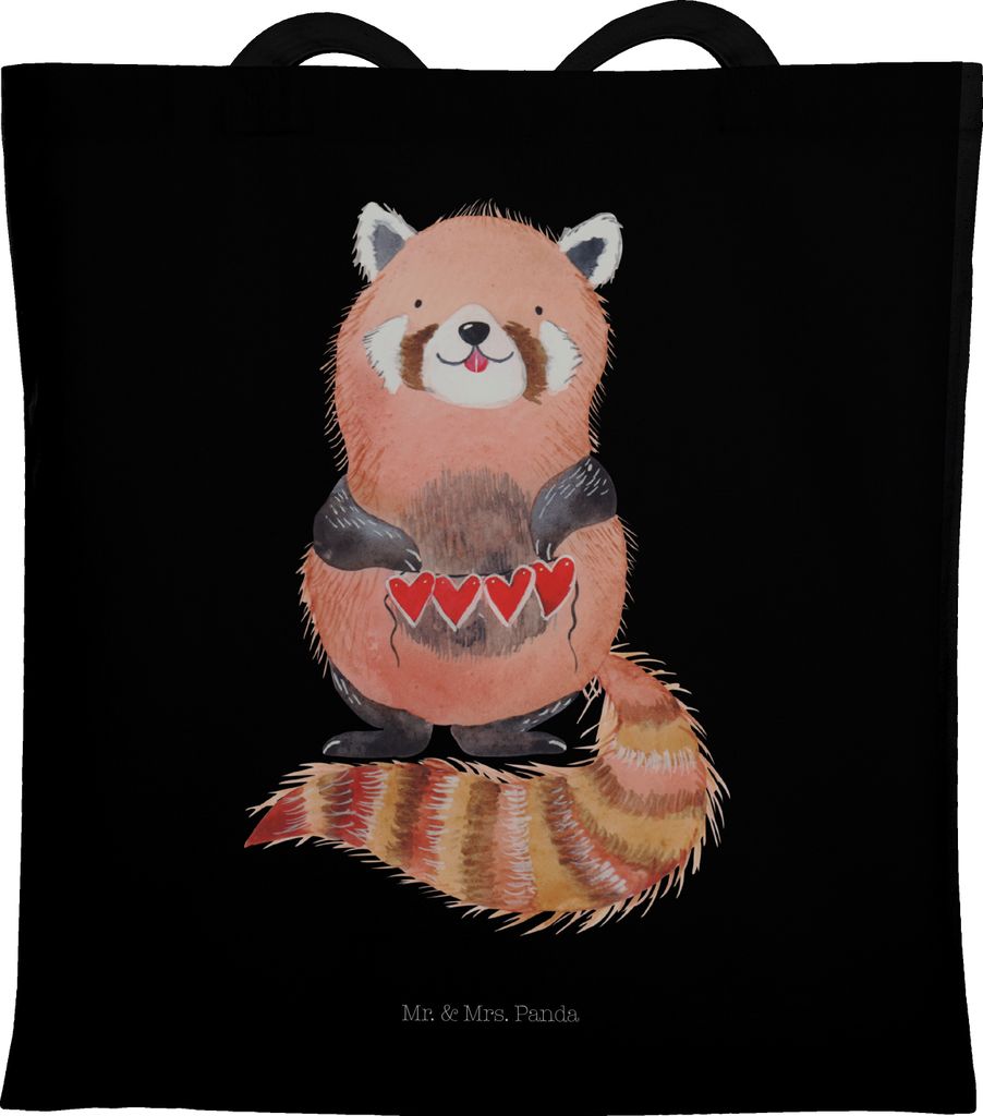 Mr. & Mrs. Panda einkaufstasche baumwolle Roter Panda - Schwarz - Geschenk, Lustige Sprüche, Schultasche, canvas tasche, Tote Bag, Lieblingsmensch...