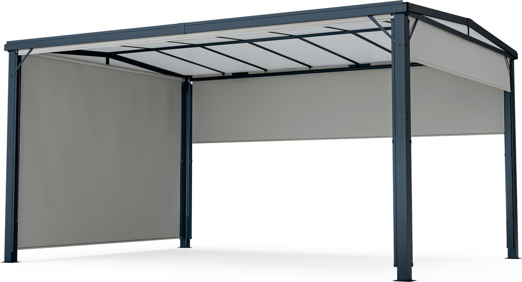 Blumfeldt Pergola 3x4 m, Überdachung Mit Polycarbonatdach & Einziehbaren Seitenwänden, Pulverbeschichteter Aluminiumrahmen, Wetterfest & Stabil, ...