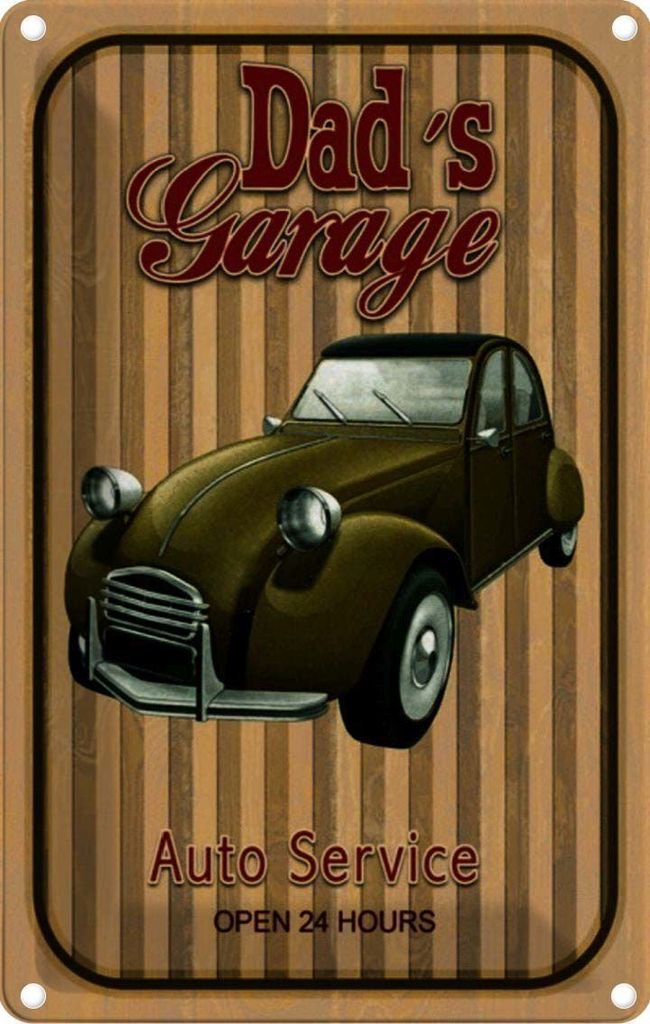 vianmo Blechschild 18x12 cm Dad ́s Garage Auto Service open 24 Werkstatt