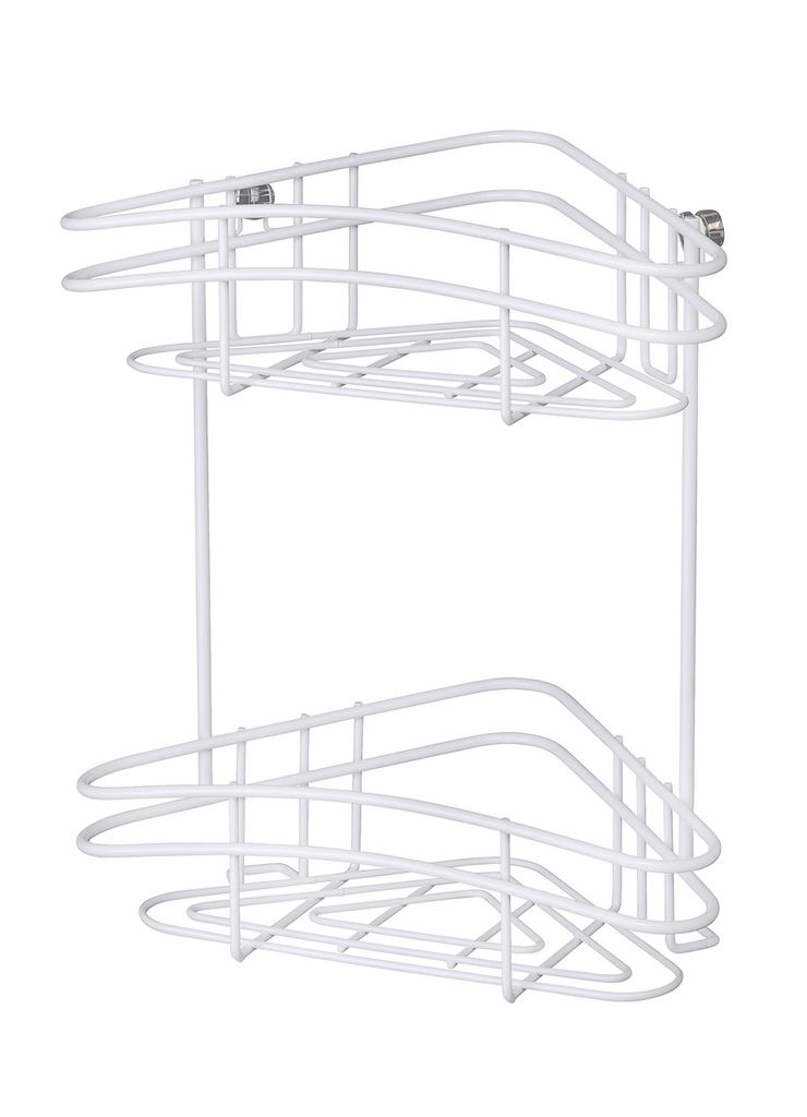 WENKO Eck Ablage 2 Etagen Regal Stahl Korb Dusch Wand modern weiß Classic Plus