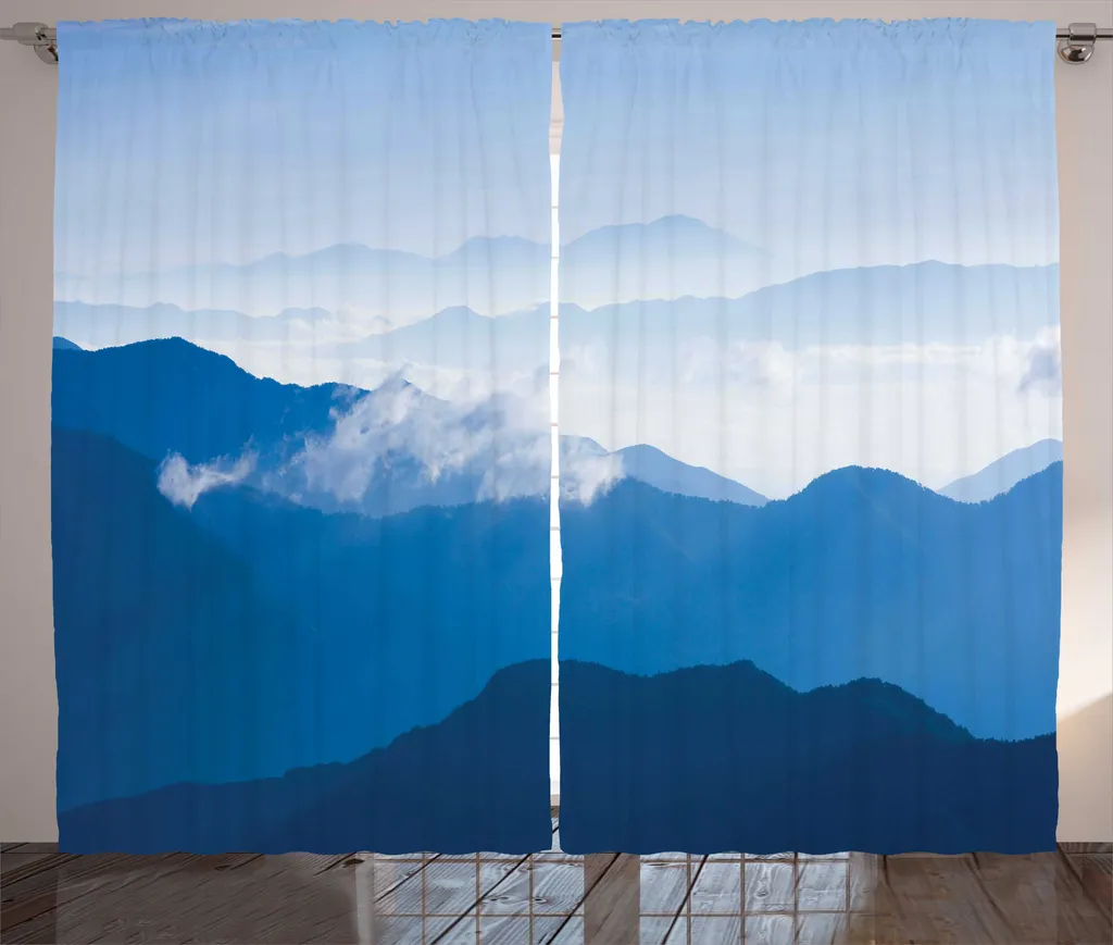 ABAKUHAUS Rideau Rustique Nebel Japon Norikura Bleu 280 x 225 cm