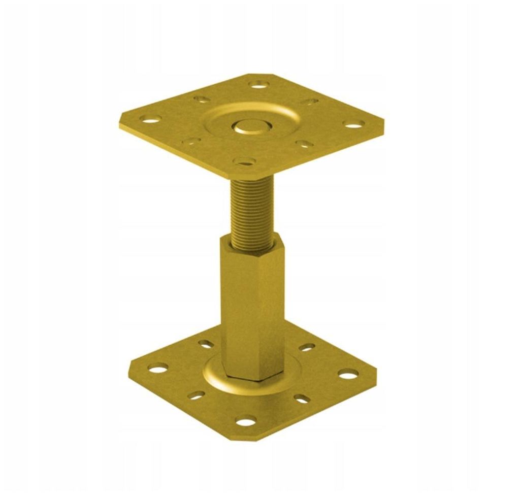 GRUNDLINE Stützenfuß Pfostenträger höhenverstelbar Gewinde galvanisiert gelb - PR 100x130x100