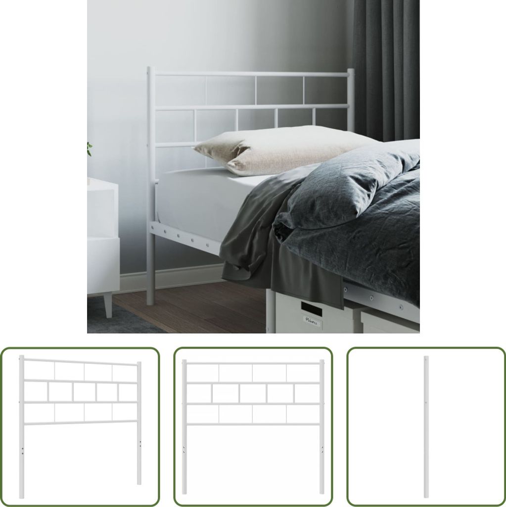 The Living Store Kopfteil Metall Weiß 75 cm