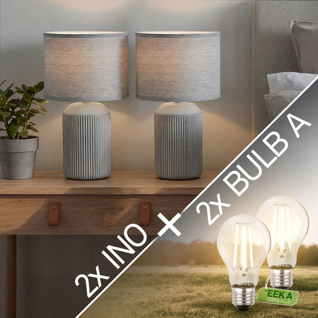 Briloner Ino Tischlampe, Stoffschirm, Kabelschalter, Produktbild 