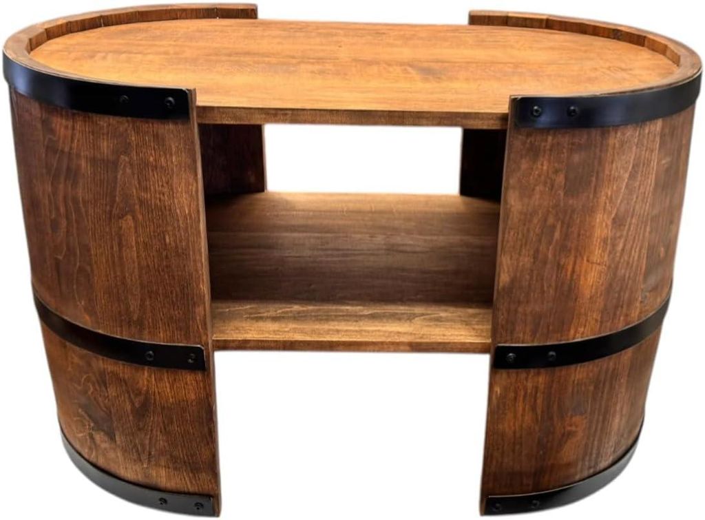 Couchtisch im Vintage-Industrial-Design, Fassform, 73,5 x 50 x 40 cm