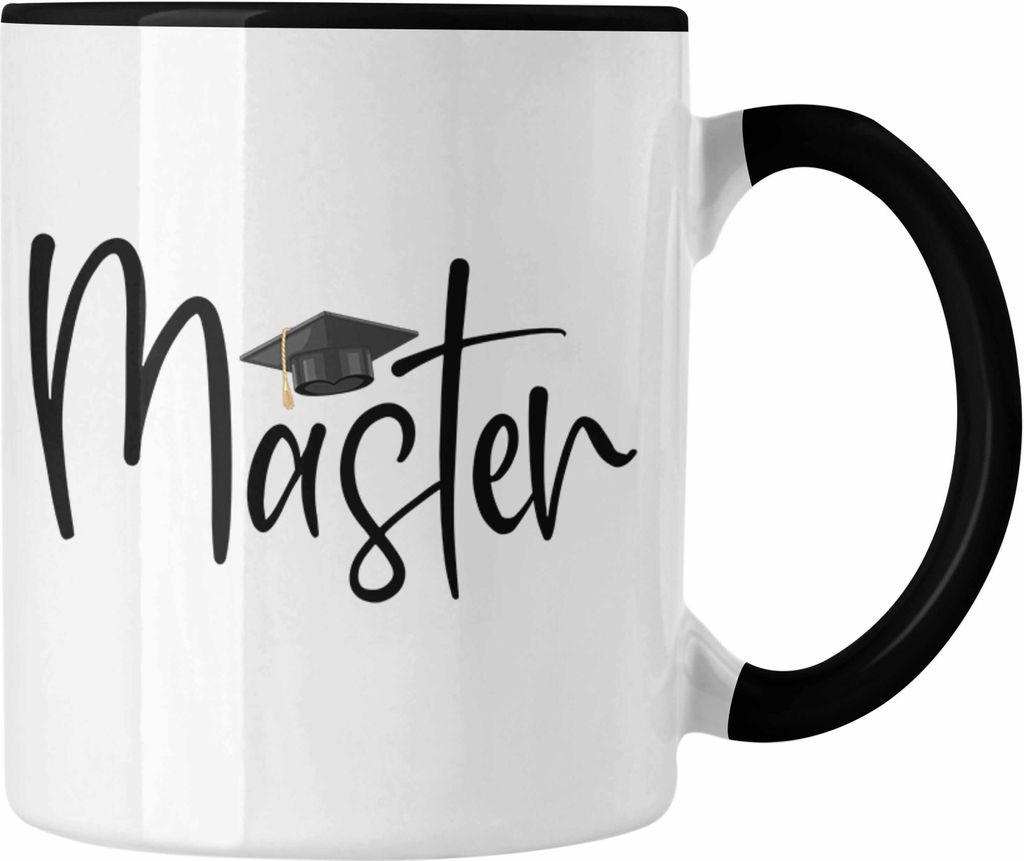 Trendation - Master Abschluss Geschenk Tasse Bestanden Studium Prüfung Graduation (Schwarz)