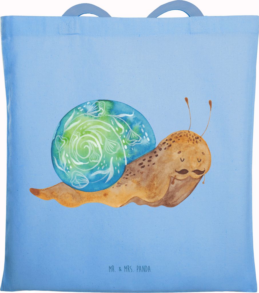 Mr. & Mrs. Panda Tote Bag Schnecke Sir - Sky Blue - Geschenk, Jutebeutel, Motivation, Stoffbeutel, einkaufsshopper, Schnecken, Lustige Sprüche, Sc...