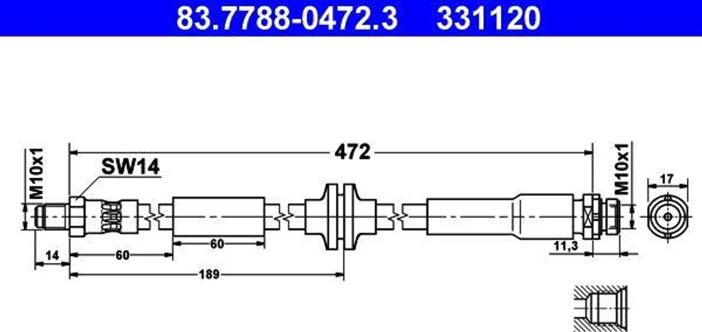 Flexible de frein arrière pour Ford Kuga - Durite ATE OE 83.7788-0472.3