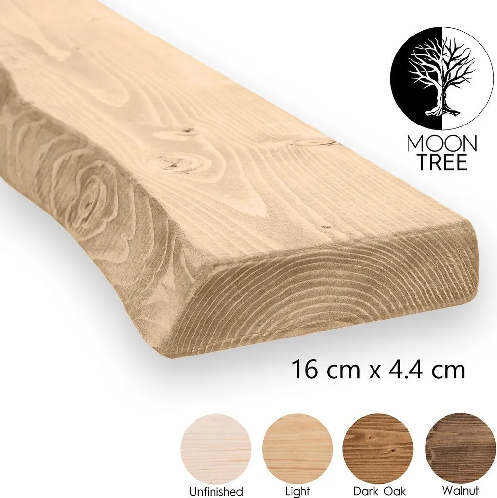 MoonTree | Mensola rustica da parete in legno Kiruna, 70cmx16cmx4,4cm, Luce | Mensola da appendere, mensola da parete in legno per il soggiorno