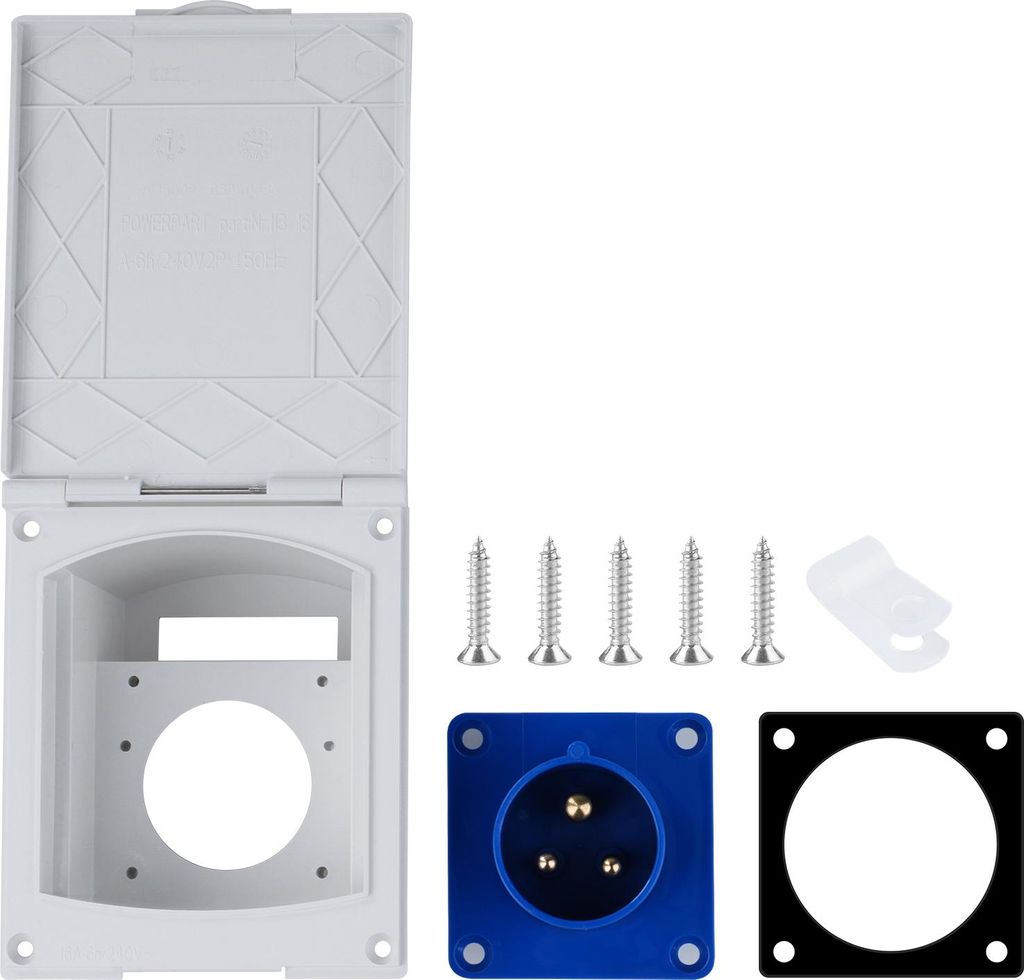 Outdoor Camping Steckdose 16A 220V-240V, wasserdichte 3-polige Außensteckdose mit Schutzabdeckung für Wohnmobil, Wohnwagen und Anhänger