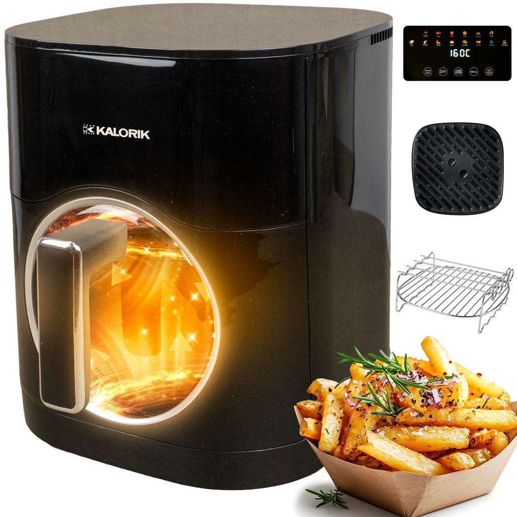 Fettfreie Fritteuse 2000W 2 Heizungen 6L Heissluftfritteuse Trocknungsfunktion Kalorik Sichtfenster Air Fryer