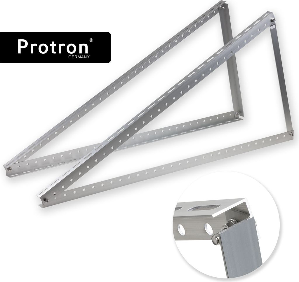 2x Protron Dreieck Halterung Aufständerung verstellbar groß für Solarmodule Flachdach bis 115cm Breite aus Aluminium - 4 Stück, MwSt.-Ermäßig...