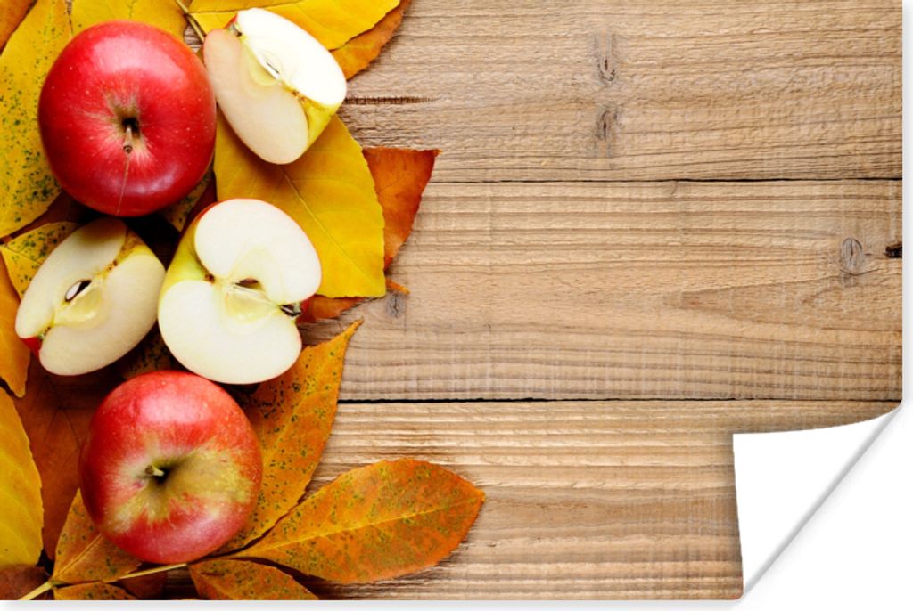 MuchoWow Poster Apfel - Blätter - Herbst - Obst 30x20 cm - Plakate - Print