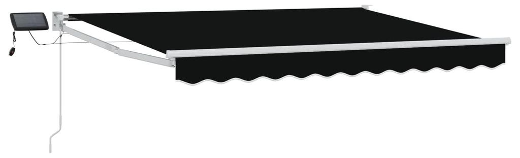 Manuelle Gelenkarmmarkise mit LEDs Schwarz 3,5 x 2,5 m
