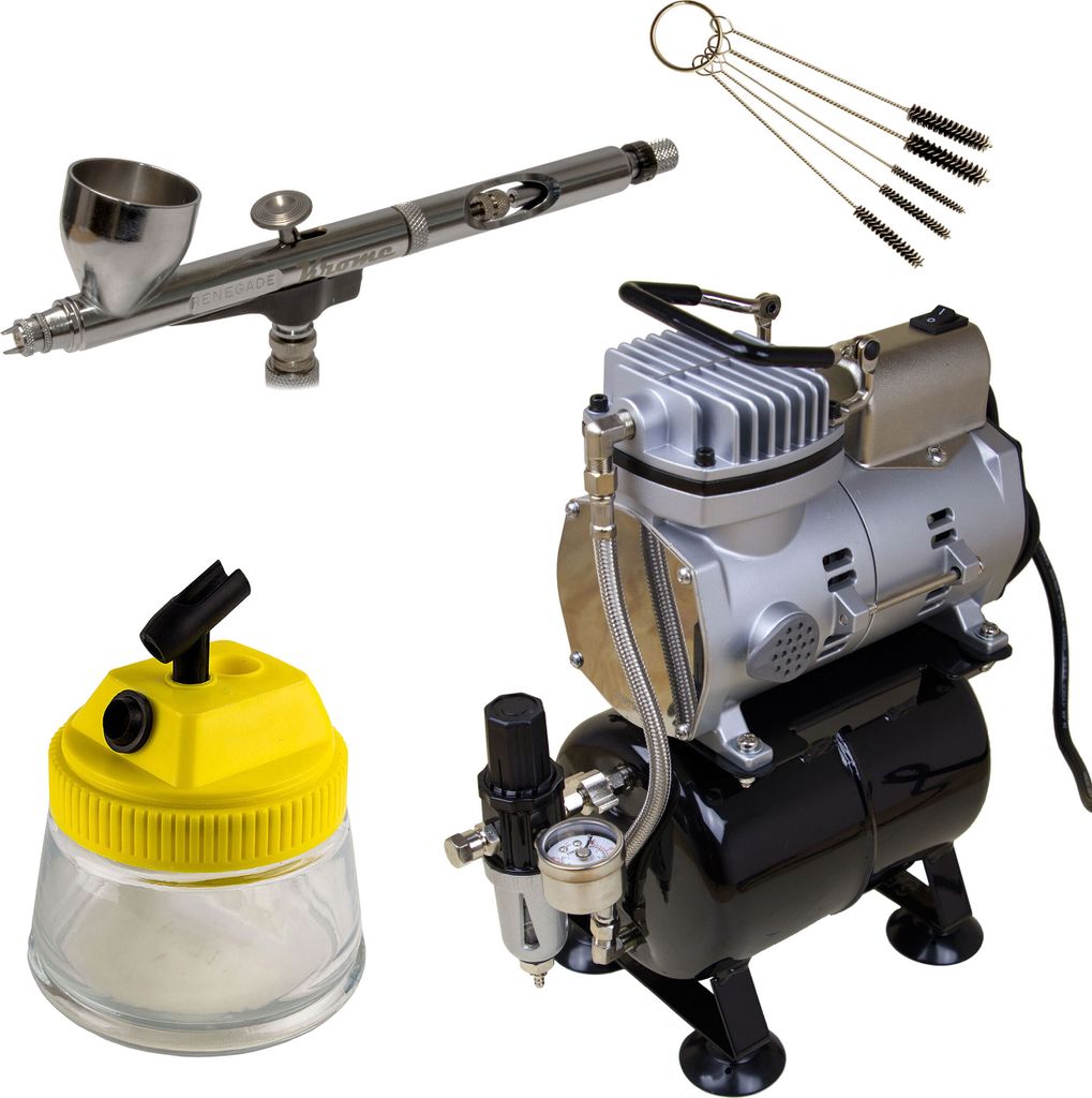 Modellbau - Airbrush Set 09 - Badger Renegade Krome 2-in-1 und Sparmax TC-610H-n