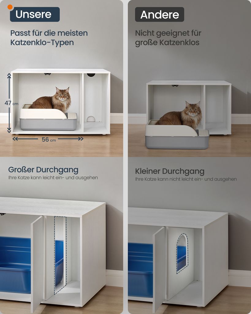 SONGMICS HOME Katzentoilette Push-to-Open Türen, Produktbild 5