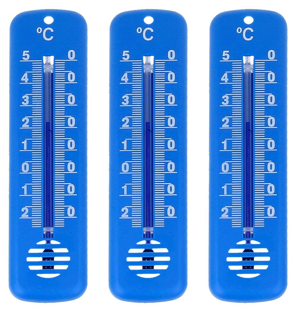 3 Stück Set Außen Garten Innen Thermometer Hauswand Außenthermometer Kunststoff 14cm in Blau Temperatur -25 bis 50°C Analog Gartenthermometer