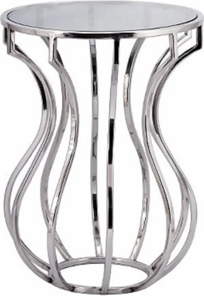 Table d'appoint Casa Padrino argent et noir Ø40x55 cm plateau verre fumé