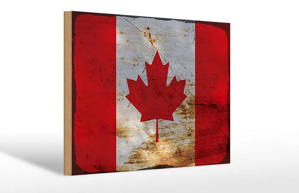 Holzschild Flagge Kanada 30x20cm Flag of Canada Rost
