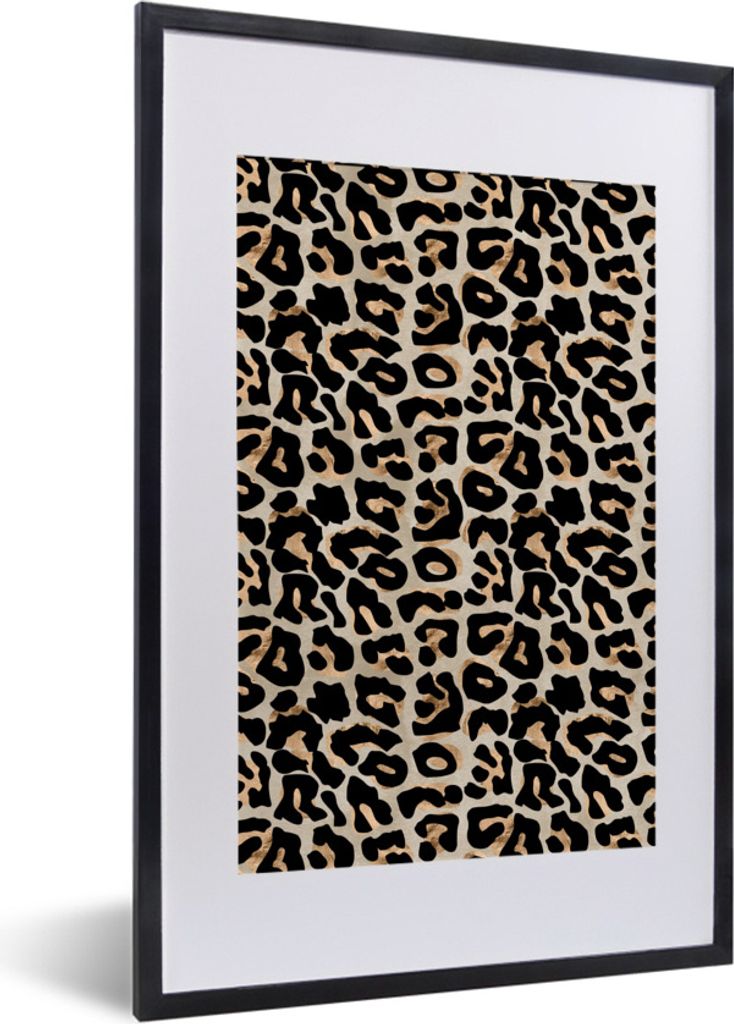 MuchoWow Gerahmtes Poster Panther Druck - Luxus - Gold 40x60 cm - Poster mit Schwarzem Bilderrahmen Wandposter Rahmen Foto Bilder - Poster in Rahmen