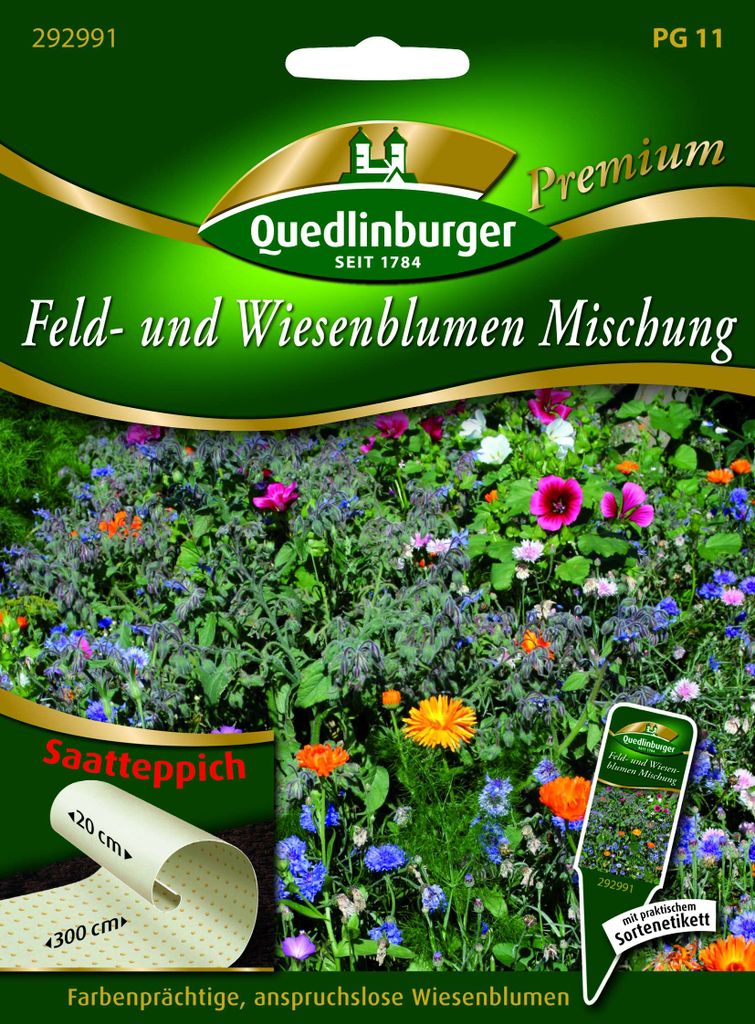 Quedlinburger Feld- und Wiesenblumen Mischung Saatteppich - Premium Blumensamen