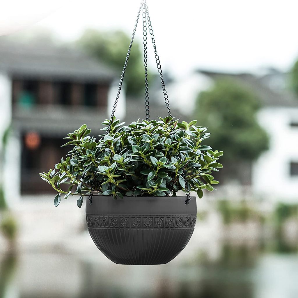 2 Hängeblumentöpfe Schwarz Φ17CM für Innen Draußen Balkone