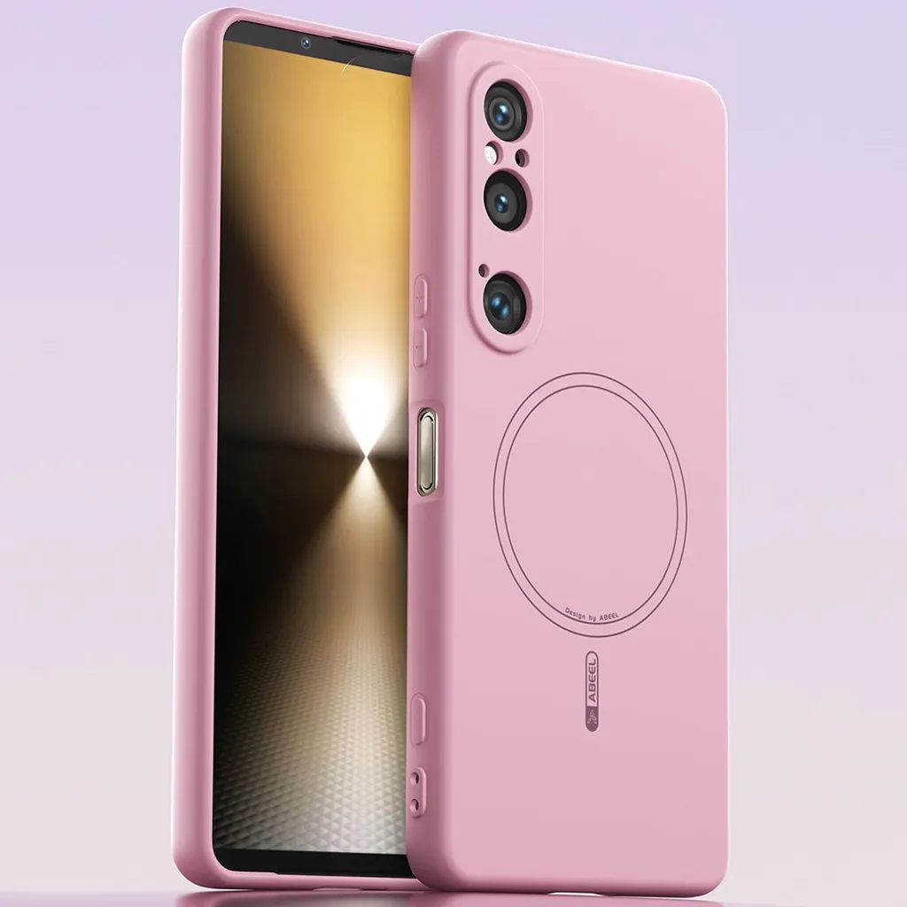 Custodia magnetica per Sony Xperia 1 VI, compatibile con MagSafe, in silicone liquido, antiurto e antigraffio Rosa