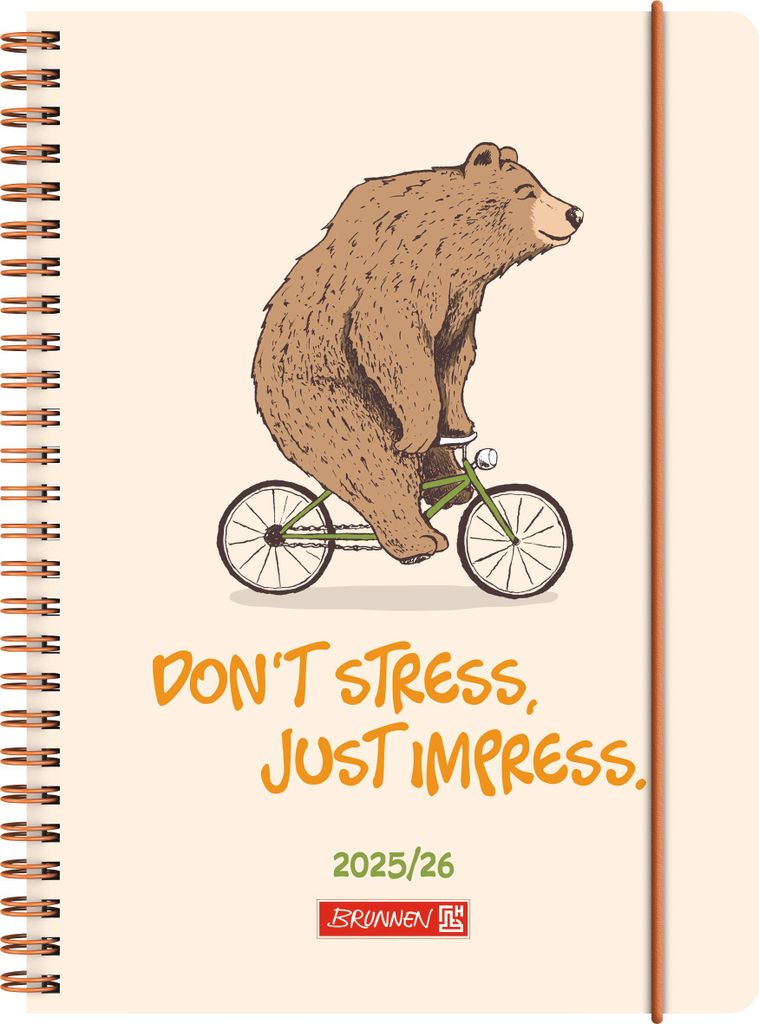 BRUNNEN Schülerkalender (2025/2026) \Bear\", 2 Seiten = 1 Woche, A5, 208 Seiten, PP-Umschlag, mehrfarbig"