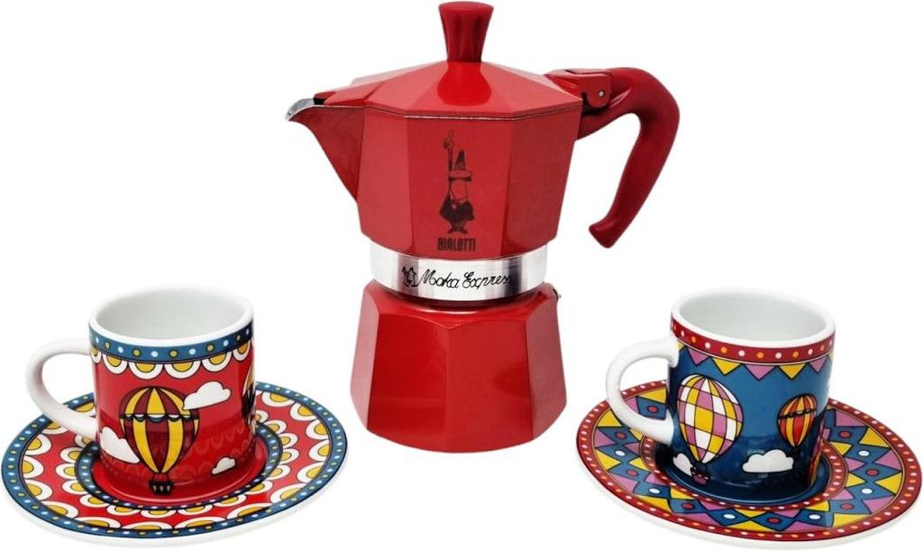 Bialetti Moka Rossa BS263C Aluminium Kaffeemaschine 130ml Sicherheitsventil