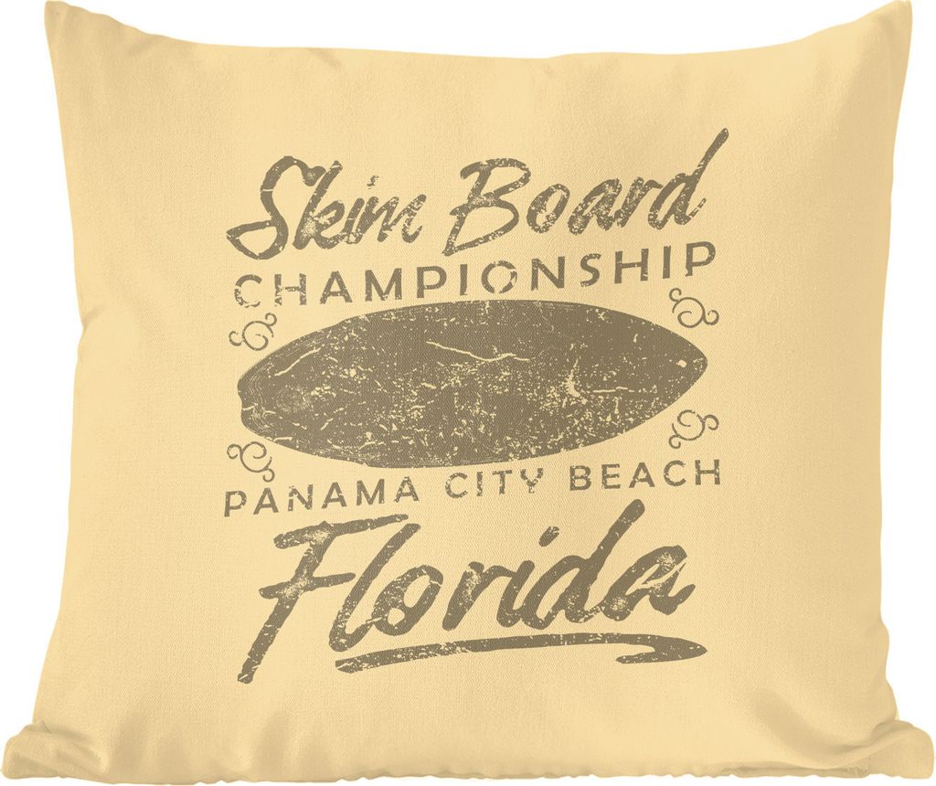 MuchoWow Zierkissen Sofakissen Wohnzimmer Dekokissen 40x40 cm Surfbrett - Retro - Zeichnung - Foto Kissen - Schlafzimmer Dekoration