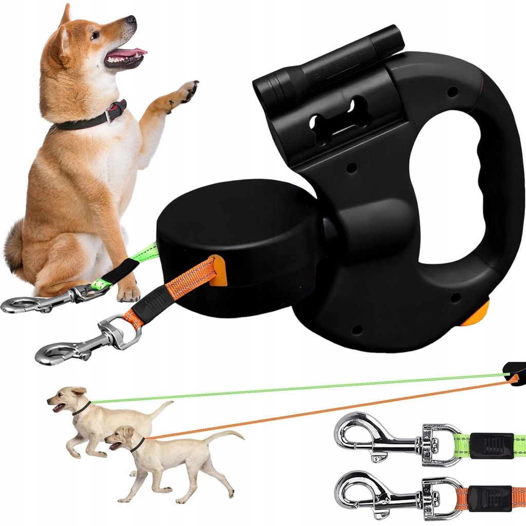 Einziehbare Hundeleine doppelt, 3M Flexible Doppelleine fur Produktbild 