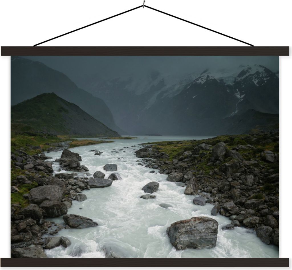 MuchoWow Textilposter Wasserläufe im Aoraki/Mount Cook National Park in Ozeanien 40x30 cm mit schwarzem Rahmen - Dekorationen
