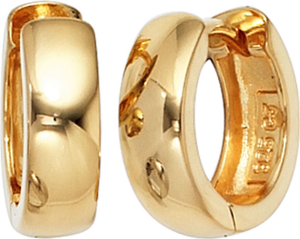 Ohrringe Creolen Creole 12,4mm aus 925 Silber vergoldet rund Damen