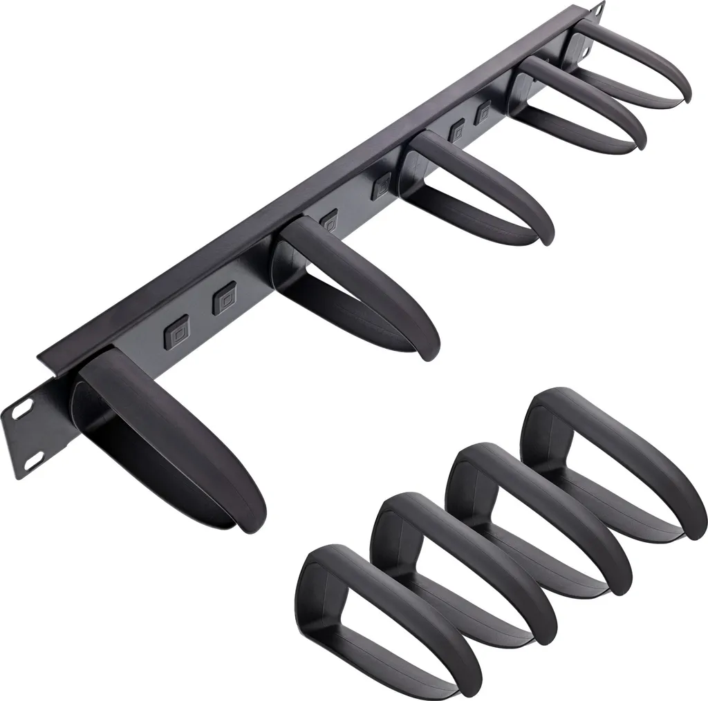 InLine® 19" pannello di gestione dei cavi, 9 staffe in plastica rimovibili nero
