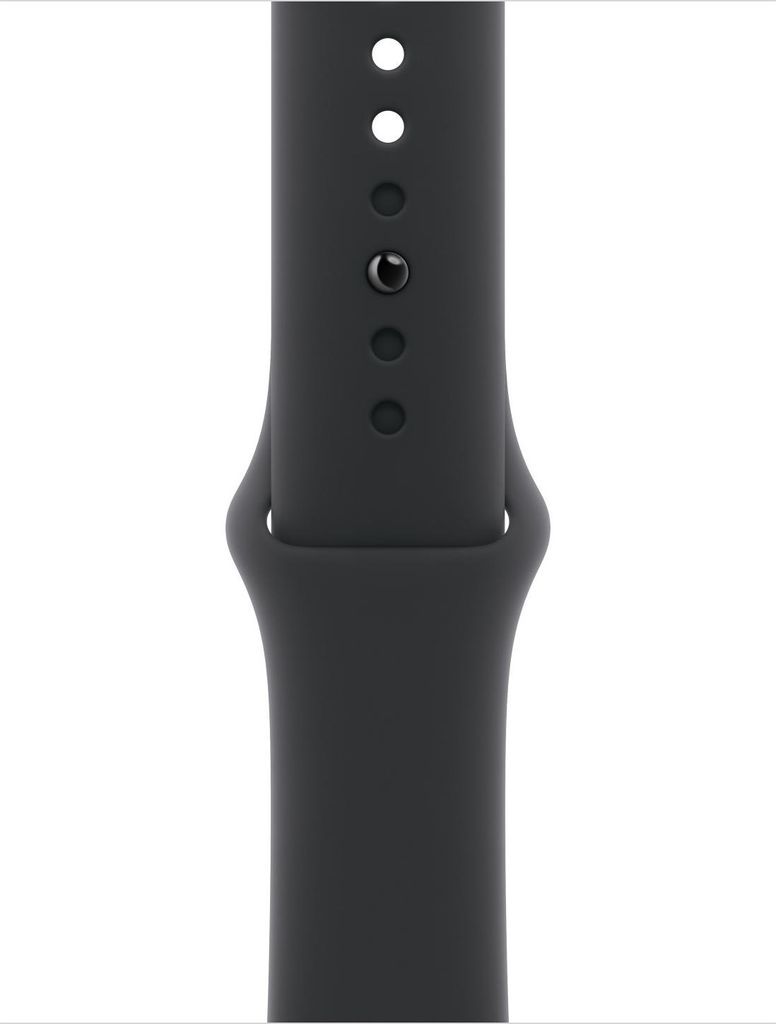 A close-up view of a black watch band.