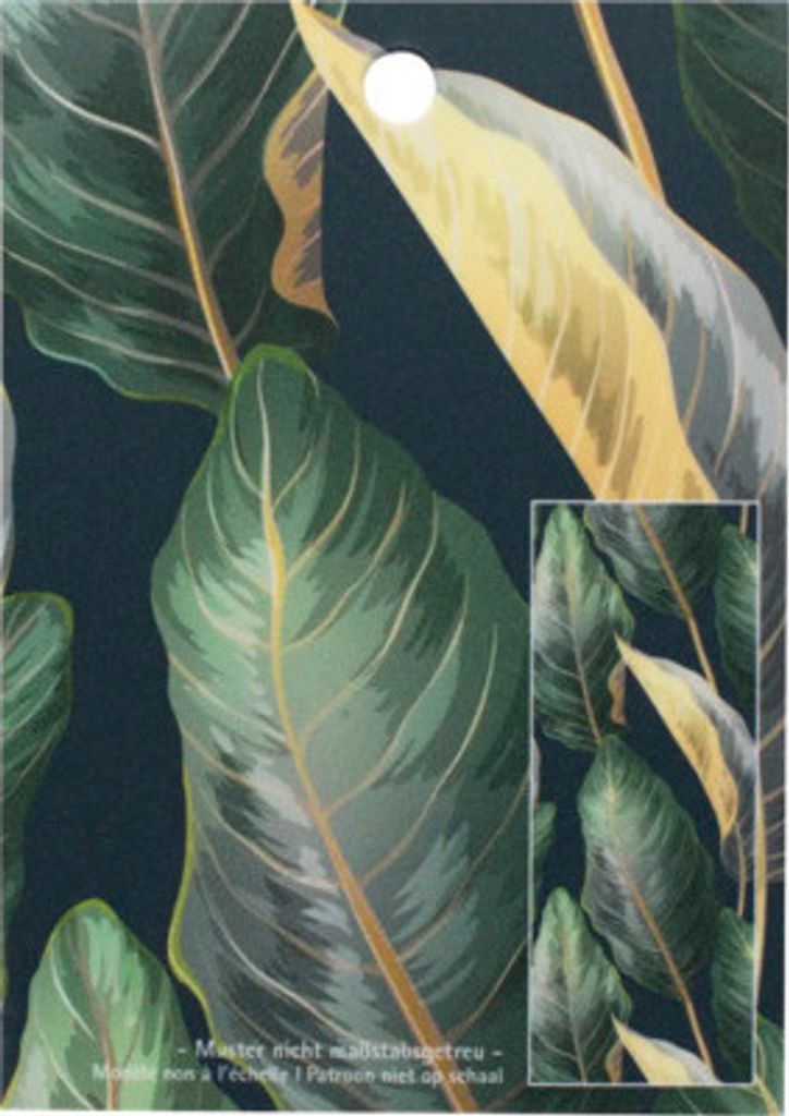 Musterplättchen DecoDesign für Duschrückwand 105x148mm Tropenblätter gold