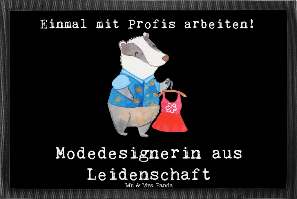 Mr. & Mrs. Panda fußmatte Modedesignerin Leidenschaft 40 x 60 cm - Schwarz - Geschenk, Fashion Designerin, Sauberlaufmatte, Gummimatte, Lustig, Wi...