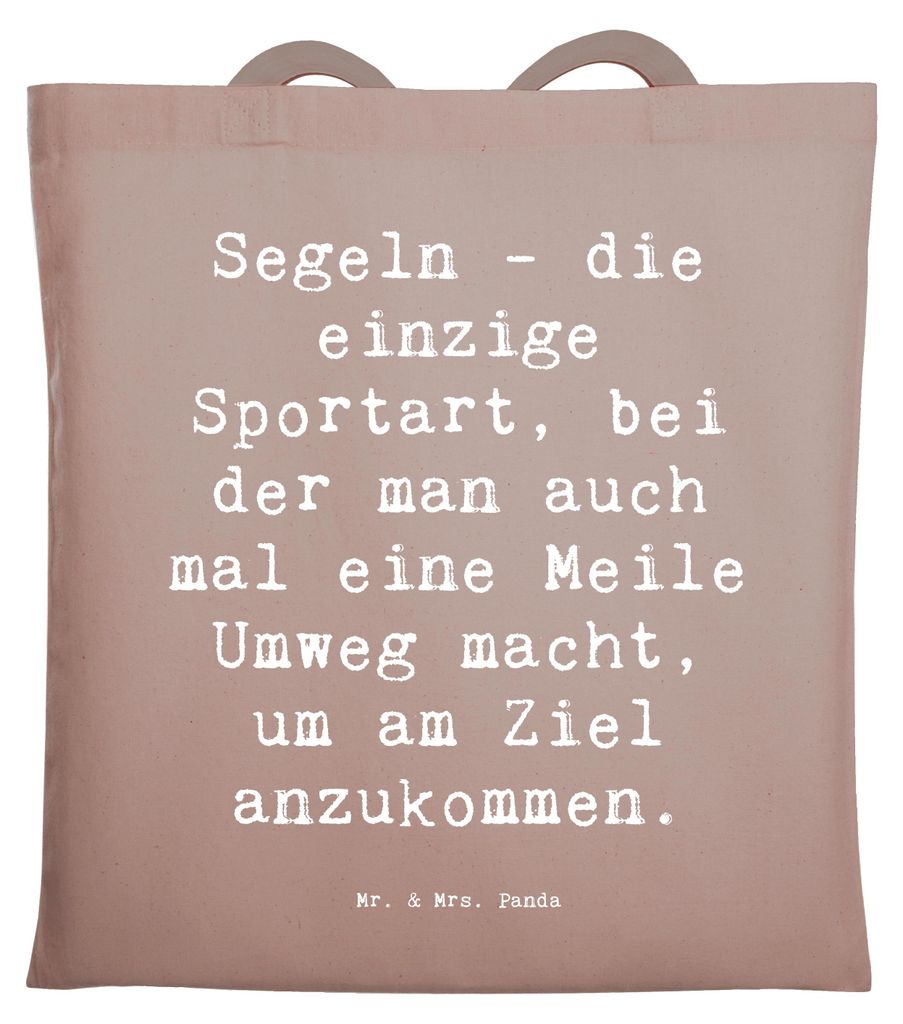 Mr. & Mrs. Panda Shopping Tasche Spruch Segeln Umweg - Braun Pastell - Geschenk, Teamsport, Segeltörn, Laptoptasche, Einkaufstüte, Sportler Gesch...
