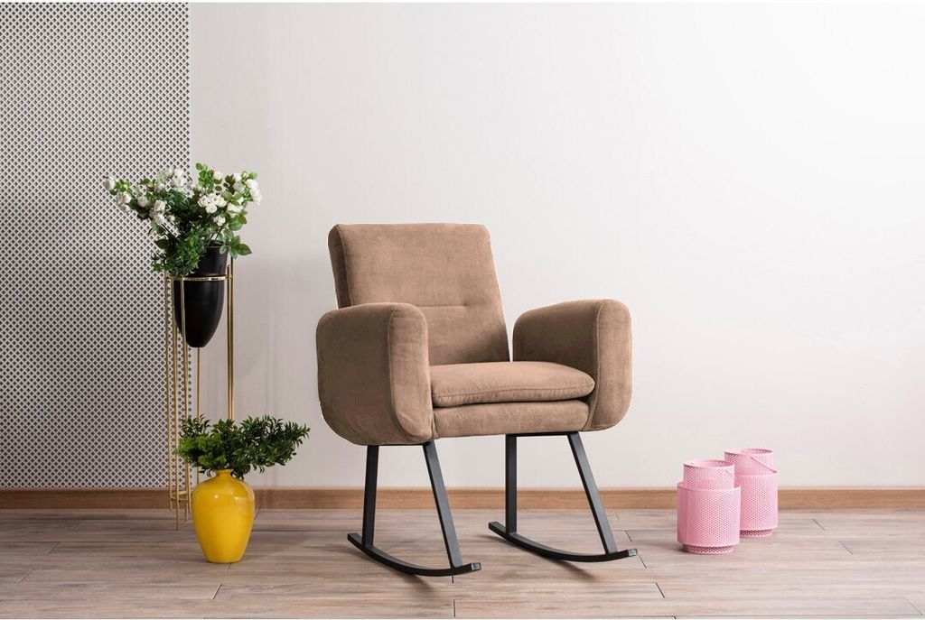 Hanah Home, Kono - Light Brown, Schaukelstuhl, 100 % Metall, Hellbraun, 50 x 50 x 48 cm