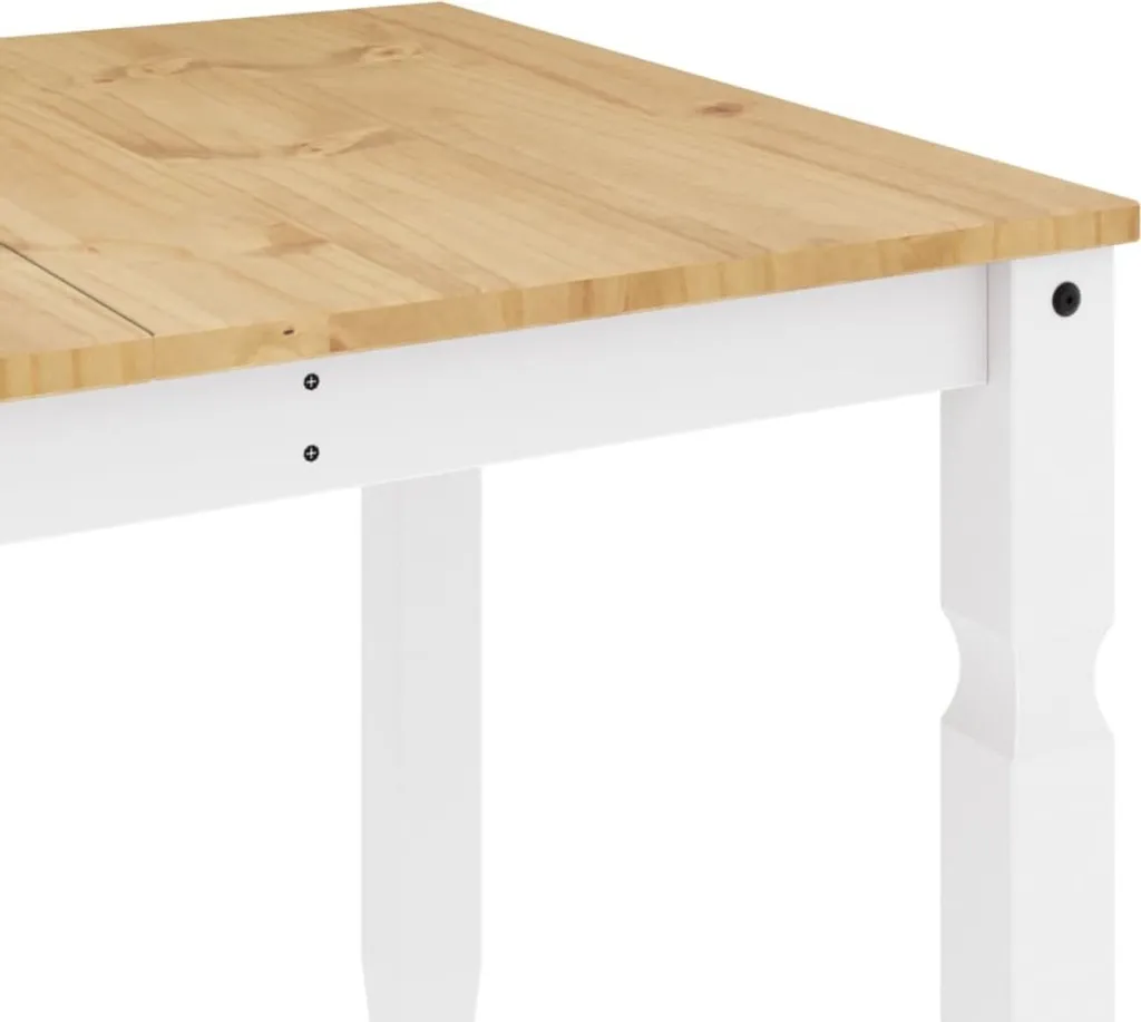 Table à manger Corona en pin massif blanc vidaXL 160x80 cm style rustique - 6