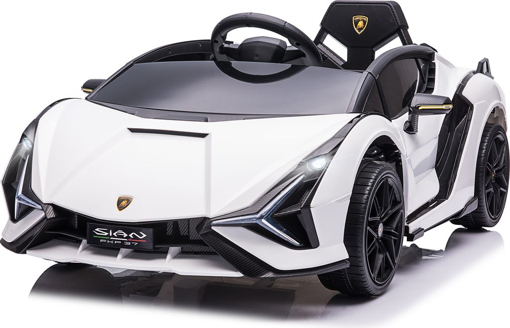 HOMCOM Kinderfahrzeug 12V 2 Fahrmodi Lamborghini SIAN SUV-Auto-Spielzeug Elektroauto mit Fernbedienung Musik(MP3/USB) Licht 37-60 Monate Metall Wei...