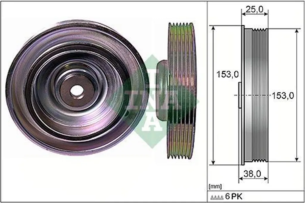 Poulie damper moteur PSA 1.9D 2.0 HDi INA 544 0087 10 - Berlingo Xsara