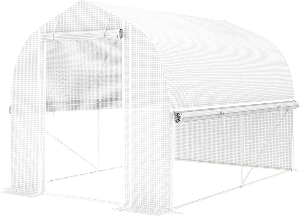 3 x 2 x 2 m Polytunnel-Gewächshaus mit aufrollbaren Seitenwänden, UV-beständiger Kunststoff-Plane und Stahlrahmen, Weiß