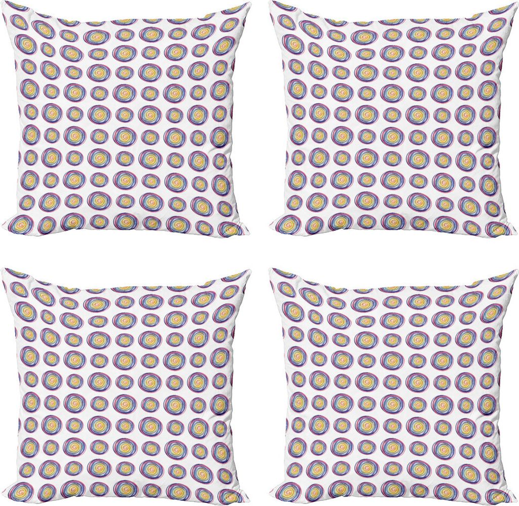 ABAKUHAUS Geometrisch Kissenbezug Set (4 Stück), Kreise in Whirlpool Kunst, Moderner Doppelseitiger Digitaldruck, 40 cm x 40 cm, Mehrfarbig