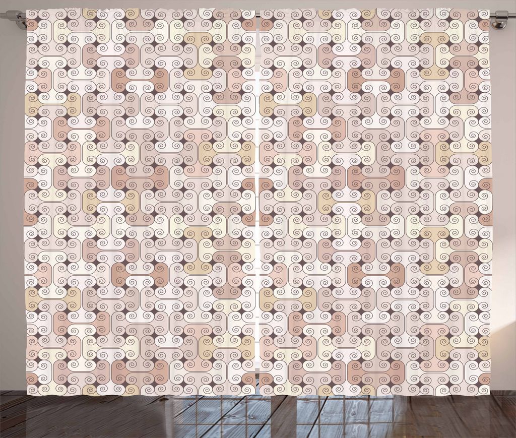 ABAKUHAUS Geometrisch Rustikaler Vorhang, Puzzle-Like Volutes, Wohnzimmer Universalband Gardinen mit Schlaufen und Haken, 280 x 175 cm, Mehrfarbig