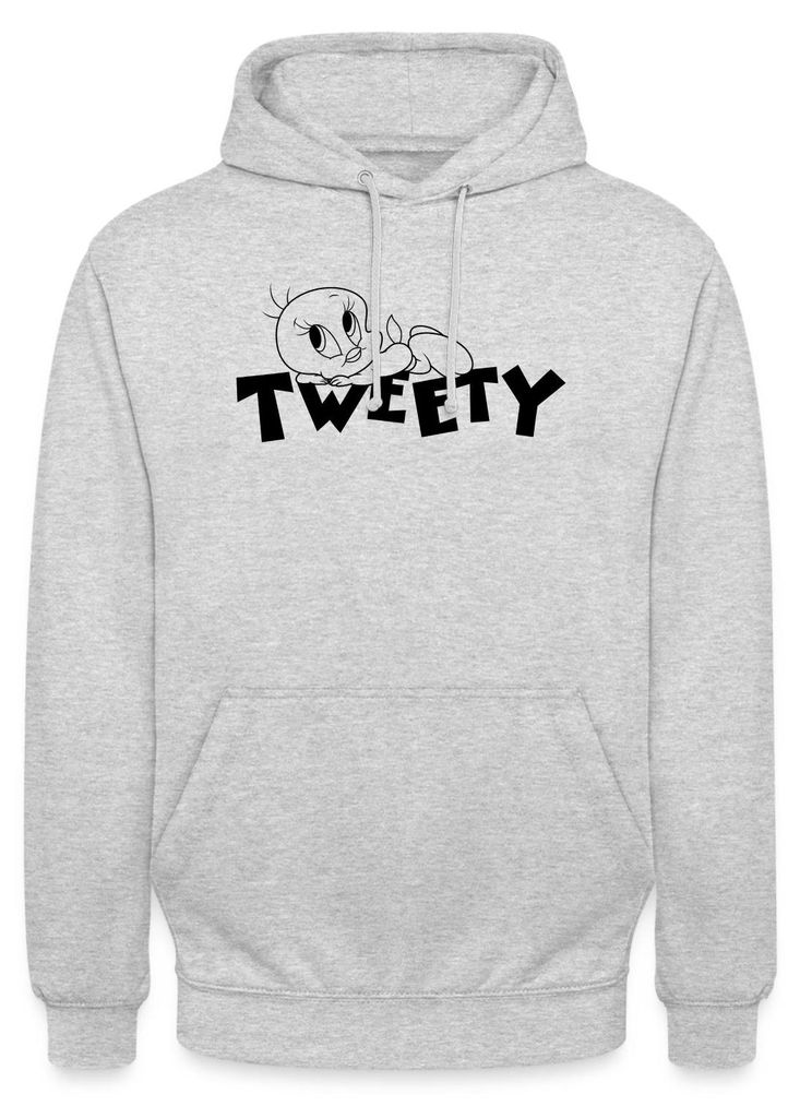 Spreadshirt Looney Tunes Tweety Ausmalmotiv Uni Hoodie, S, Hellgrau meliert