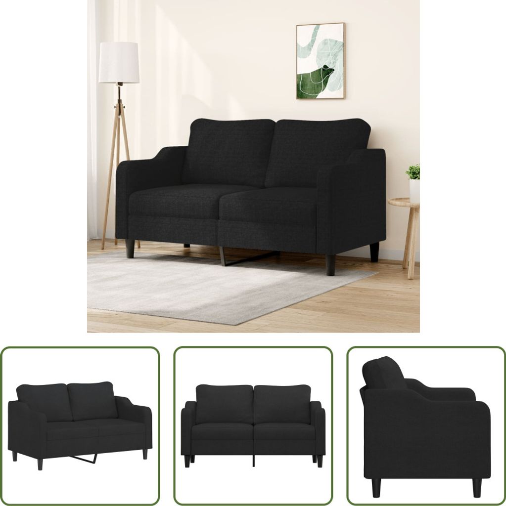 The Living Store 2-Sitzer-Sofa Schwarz 140 cm Stoff