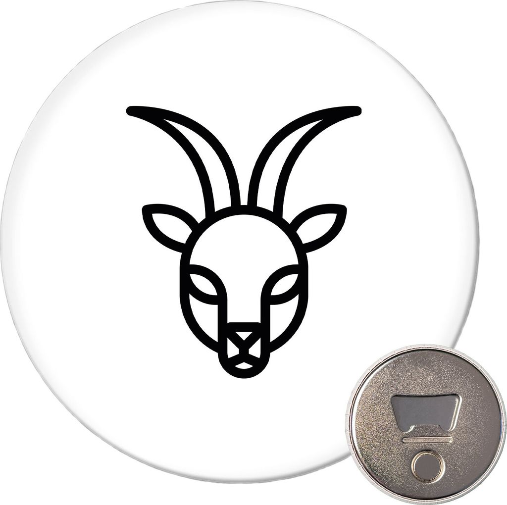 Huuraa Magnet Steinbock Sternzeichen Symbol 59mm Kühlschrankmagnet rund Flaschenöffner Geschenkidee